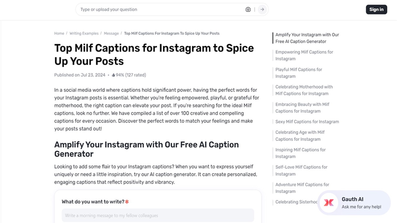 How to Write the Perfect MILF Captions for Instagram with Gauth